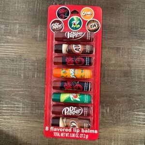 Taste Beauty Soda Pop Flavored Lip Balm 8 Pack Dr Pepper 7UP Crush A&W New